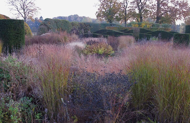 Oudolf uses masses plantings to create a frame around the horizon.