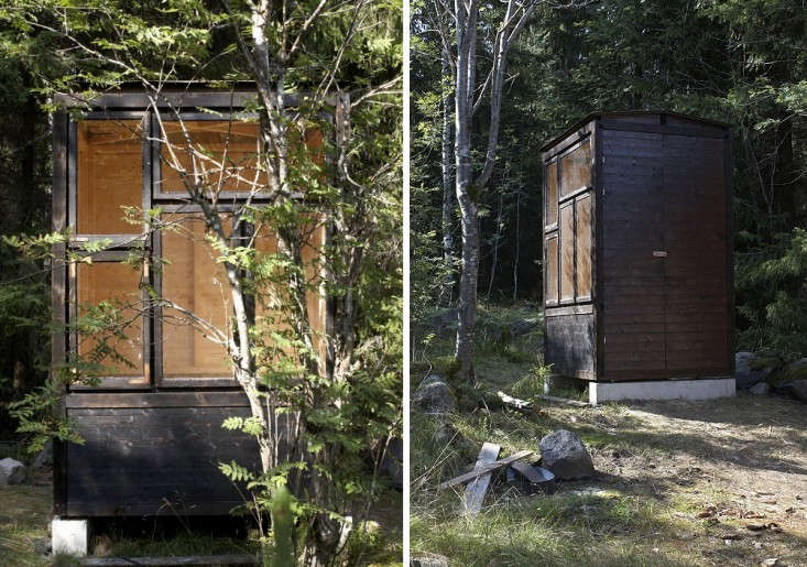 Swedish firm General Architecture built this outhouse on a simple concrete foundation in the forest of Bergslagen. Photographscourtesy of General Architecture.