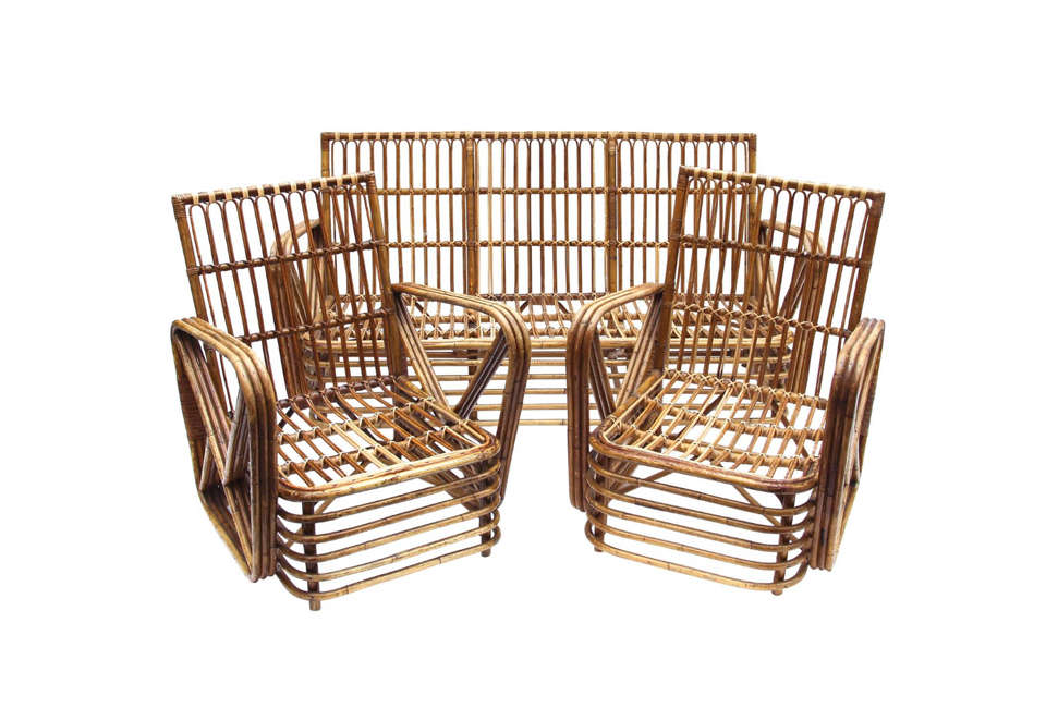 Vintage Bamboo Rattan Outdoor Furniture Set