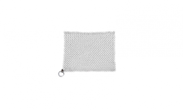 The Ringer, a stainless steel chain link scrubber for cast iron pans, is \$\1o.99 at Amazon.