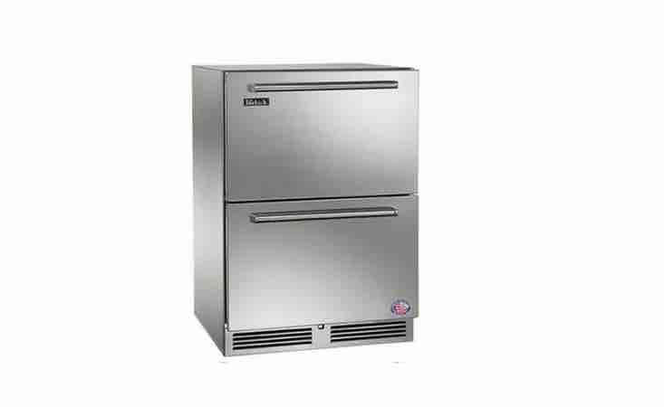 Perlick&#8\2\17;s stainless steel, built-in Undercounter Outdoor Refrigerator Drawers are available with optional door locks; \$3,869 from A.J. Madison.