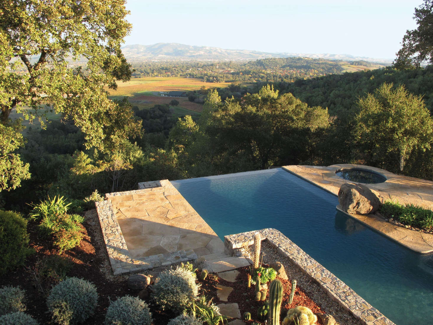 A swimming pool at a Napa Hills estate, by Scott Lewis Landscape Architecture. See more in Ask the Expert: An Insider’s Guide to Swimming Pool Design from Scott Lewis. Photograph by Scott Lewis Landscape Architecture.