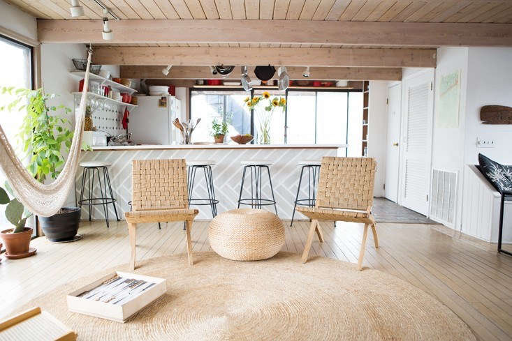 Natural fiber rugs, like this one in the houseboat home of Fredericks & Mae founders Gabe Cohen and Jolie Signorile, not only reflect the casual vibe of the coast but also they&#8\2\17;re excellent sand traps. See Rehab Diary: The Ultimate Houseboat in NYC. Photograph by Douglas Lyle Thompson.