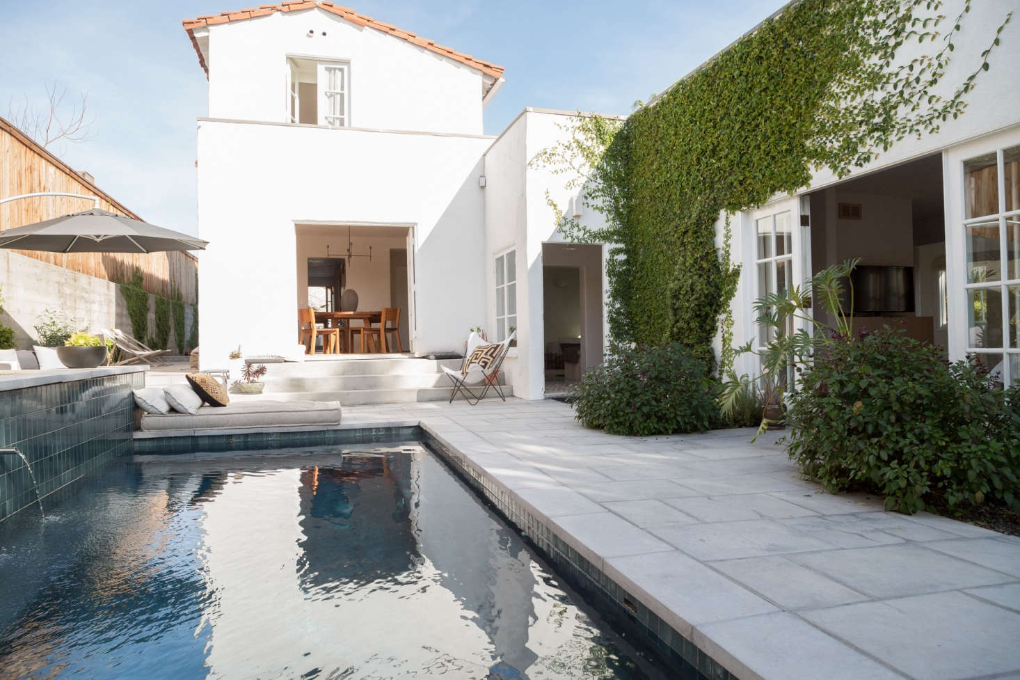 Looking from the other end of the pool towards the house.