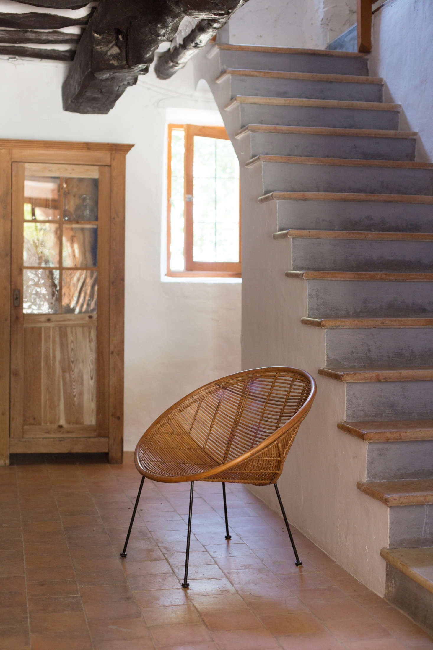 Indoors, tile floors and stone stair steps are cool underfoot even on hot days.