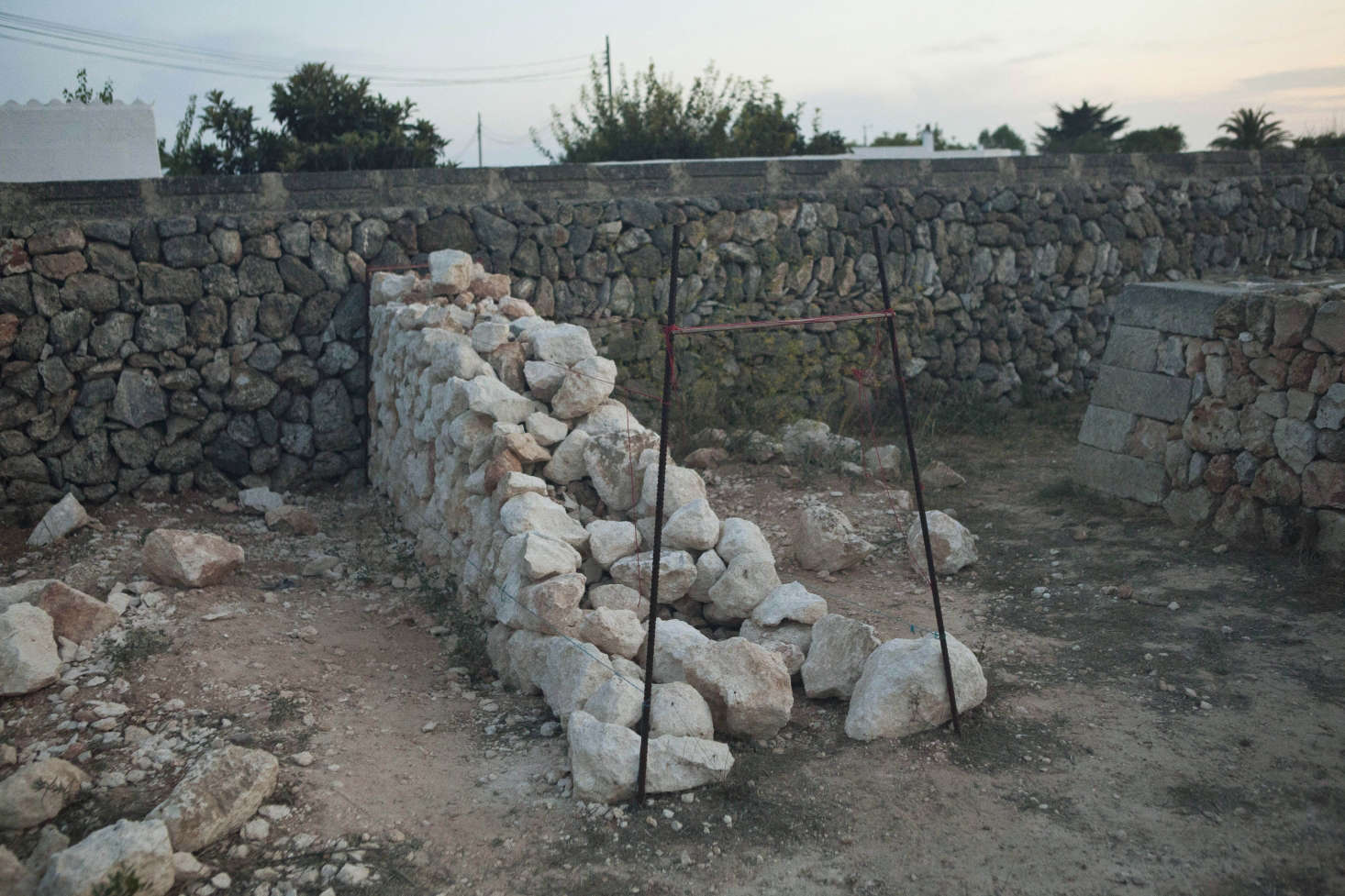 Work in progress: a dry stone wall typical of the Balearic Islands.