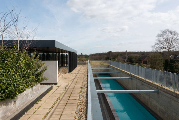 A view of the pool from the top floor pavilion.