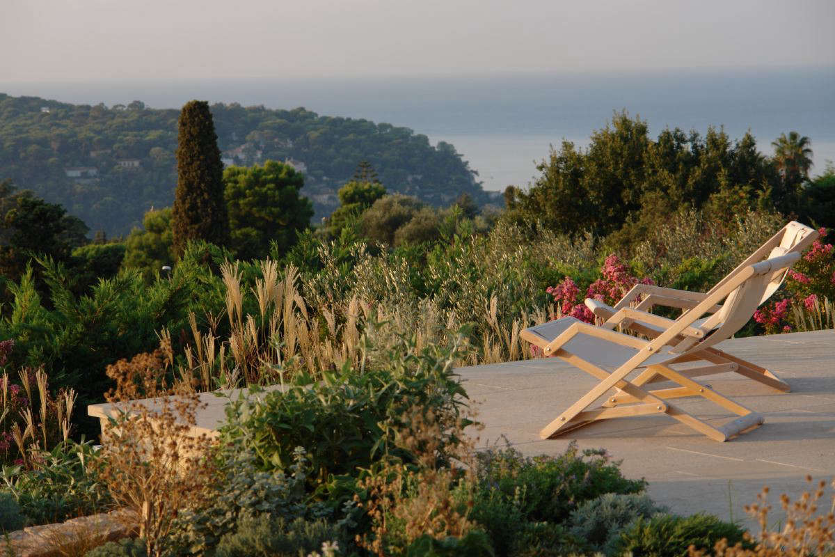 Gardeners in the South of France are often blessed with panoramic views of the surrounding hills. At a project in Villefranche-sur-Mer, designer James Basson created a cool stone terrace where his clients could soak up the astounding views of the surrounding hills and the Cote D’Azur.