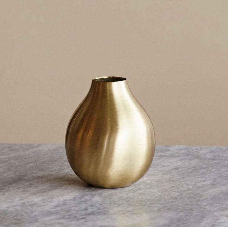 A \10-centimeter Brass Drop Vase is \249 SEK (about \$\29.66 US) at Artilleriet.