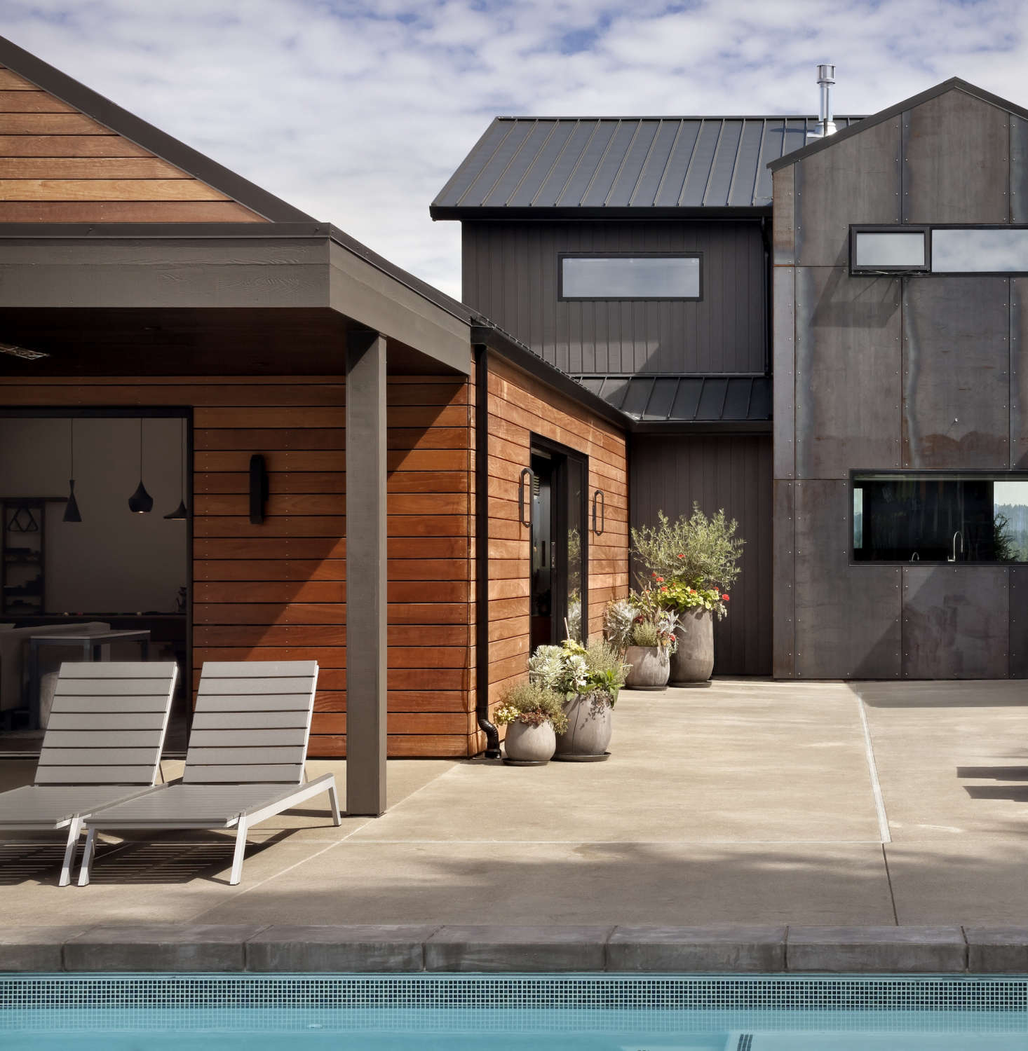 Concrete planters designed and planted by Seattle