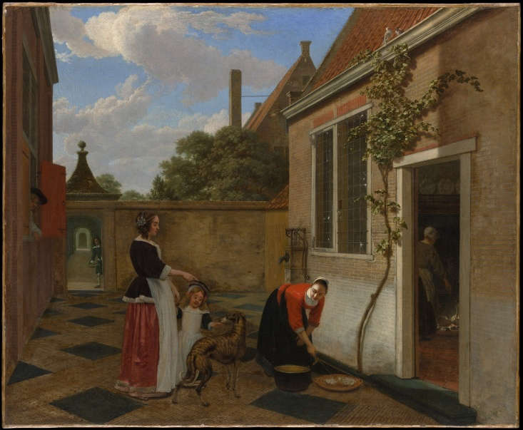 Ludolf de Jongh (Dutch, Overschie \16\16-\1679 Hillegersberg), Scene in a Courtyard, early \1660s, oil on canvas, Bequest of William K. Vanderbilt, \19\20. Photograph courtesy of the Met Museum Open Access Database.