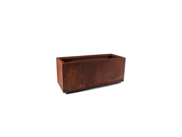 A rust-colored Corten Steel Long Box Planter comes in three sizes; starting at \$\1\19.99 at Veradek.