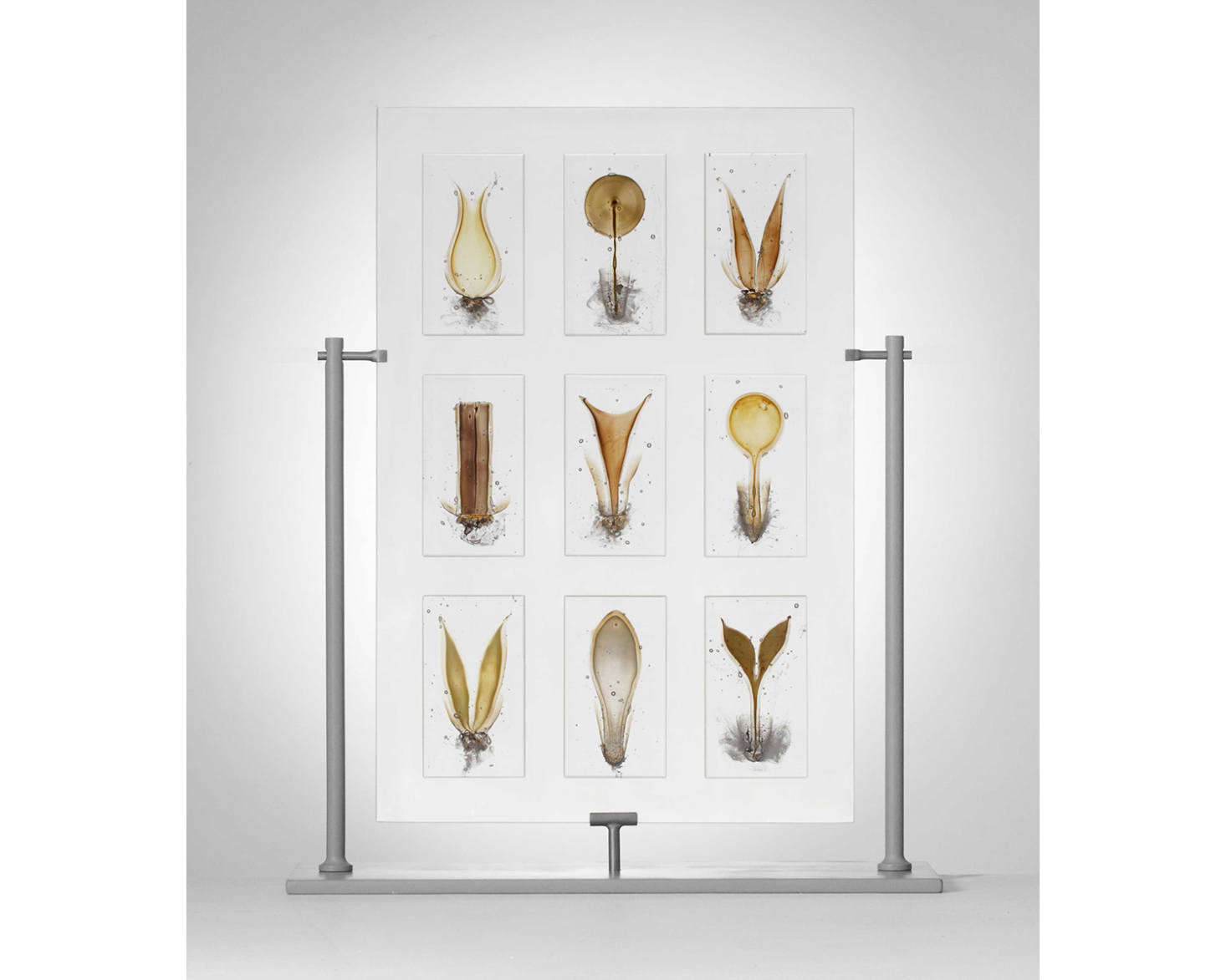 In addition to blowing glass, Dam applies a slew of exacting techniques, including casting and grinding. Shown here, 