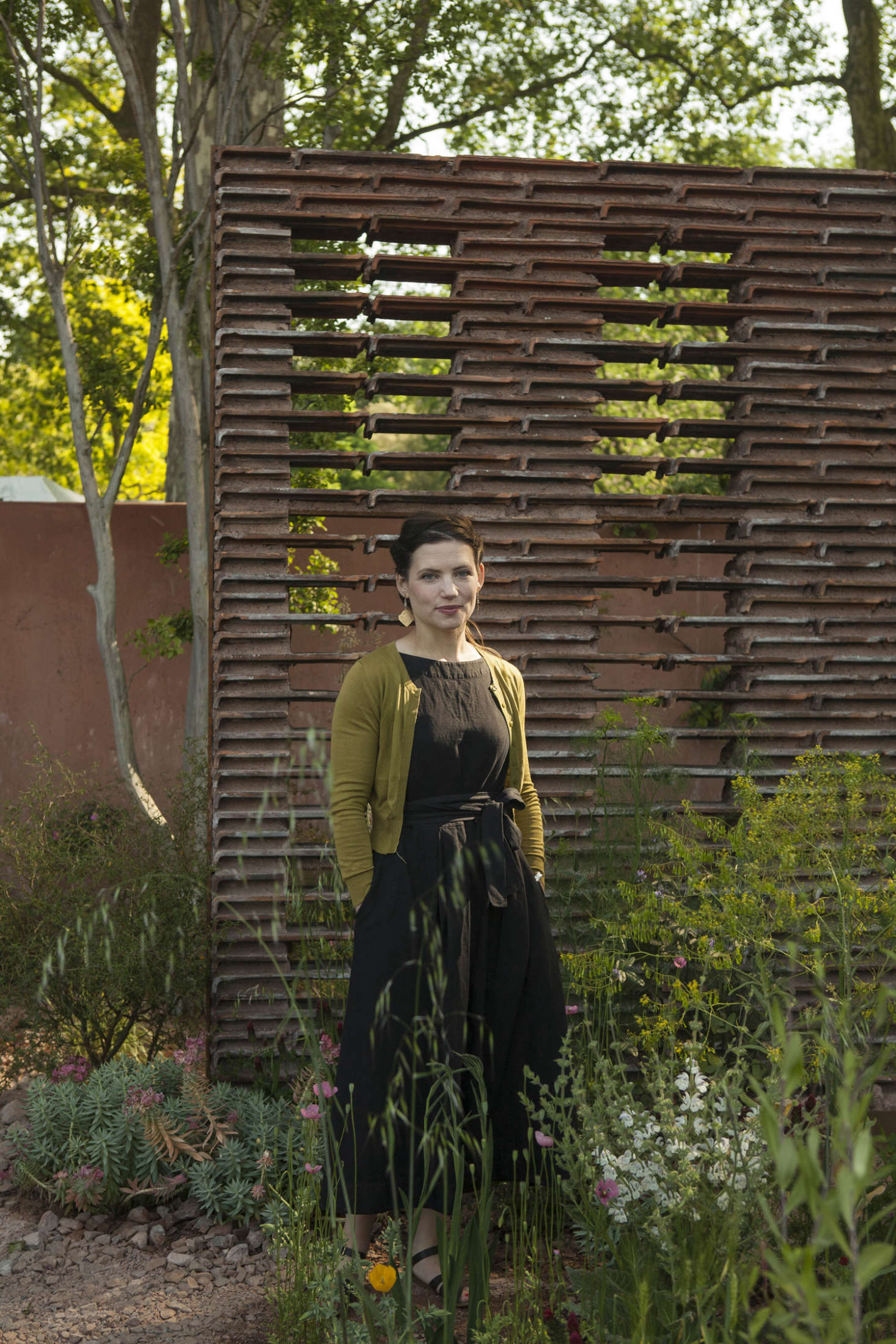 Sarah Price in her gold-medal-winning Mediterranean garden for M&G, Chelsea .