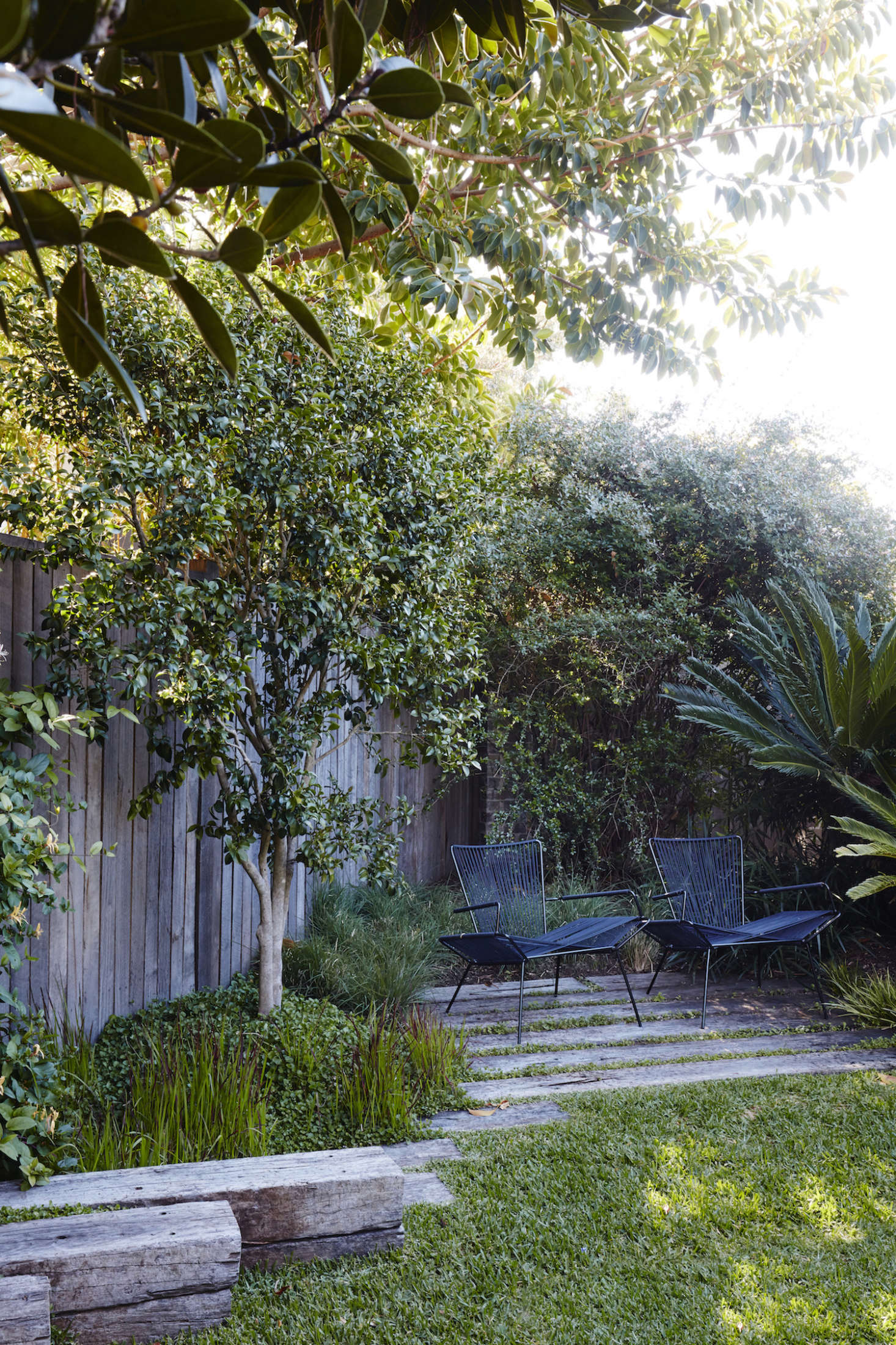 The farthest edge of the garden comes to a rough 