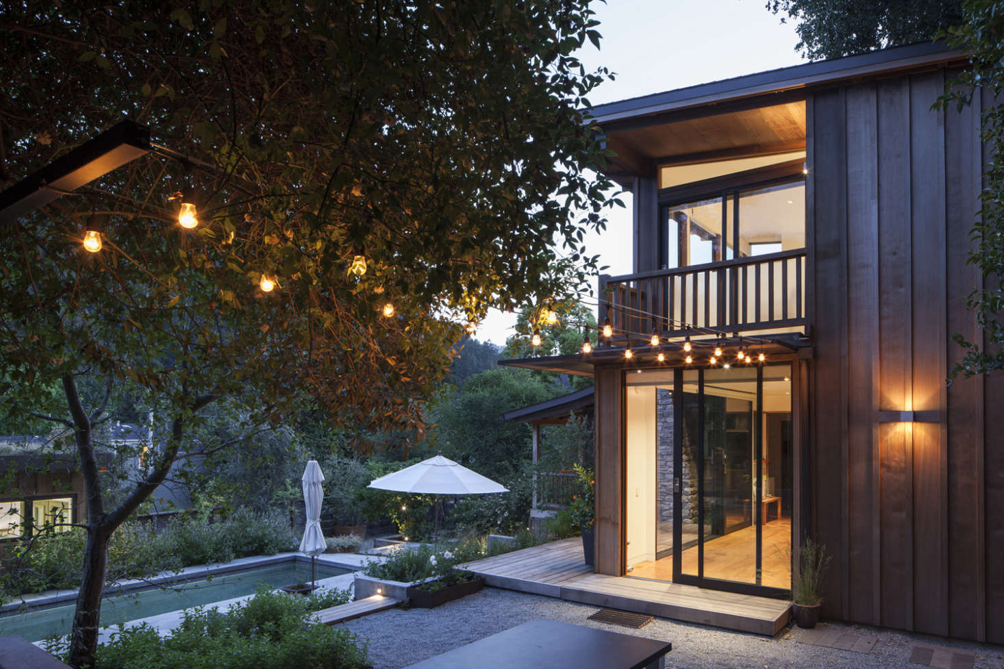 During the demolition phase inside the house, architect Feldman found original Douglas fir paneling and details—which inspired his use of local, reclaimed woods wherever new wood was required throughout the project.