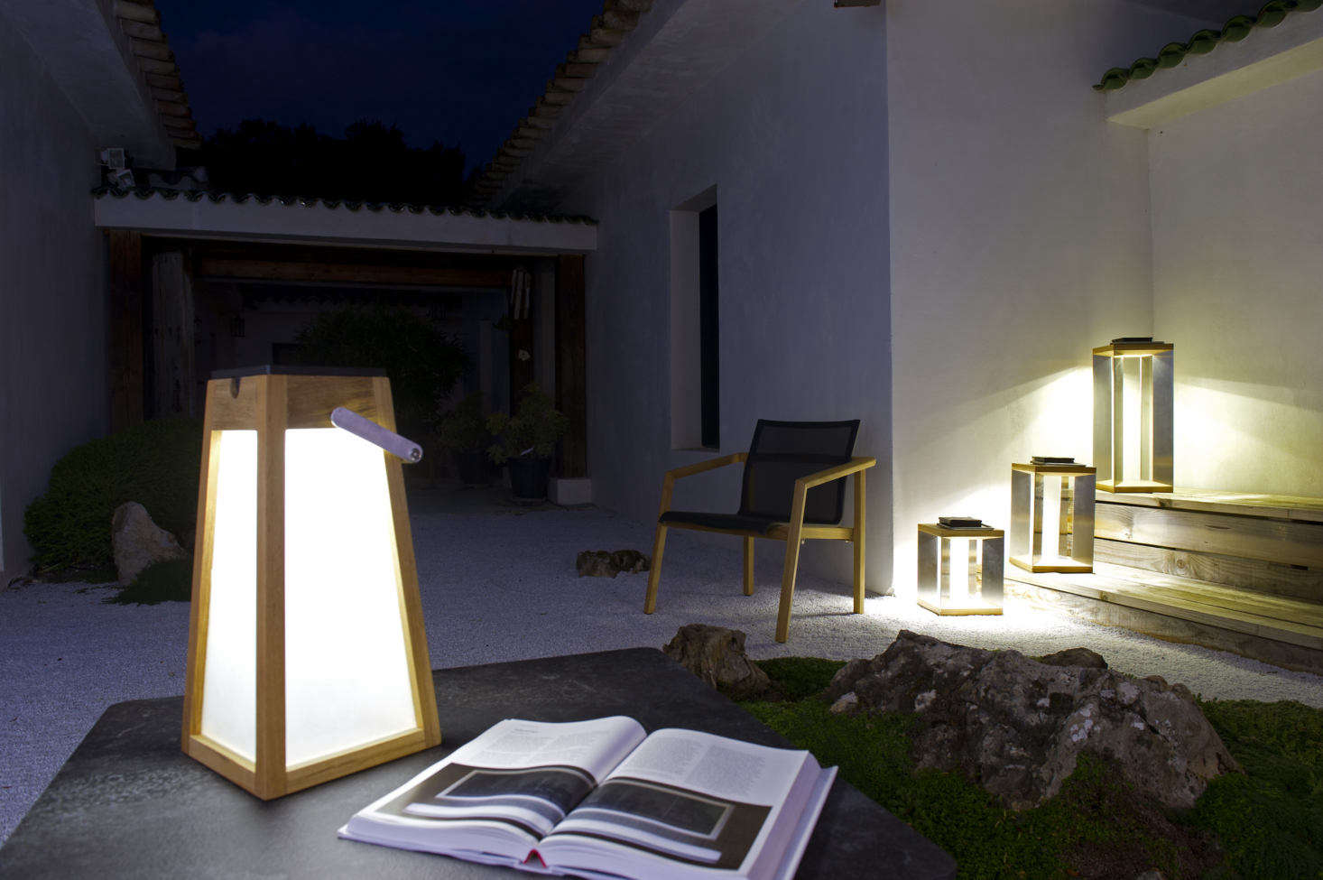 Our favorite model, the Tecka Teak Lantern; €9, works equally well indoors and out. It