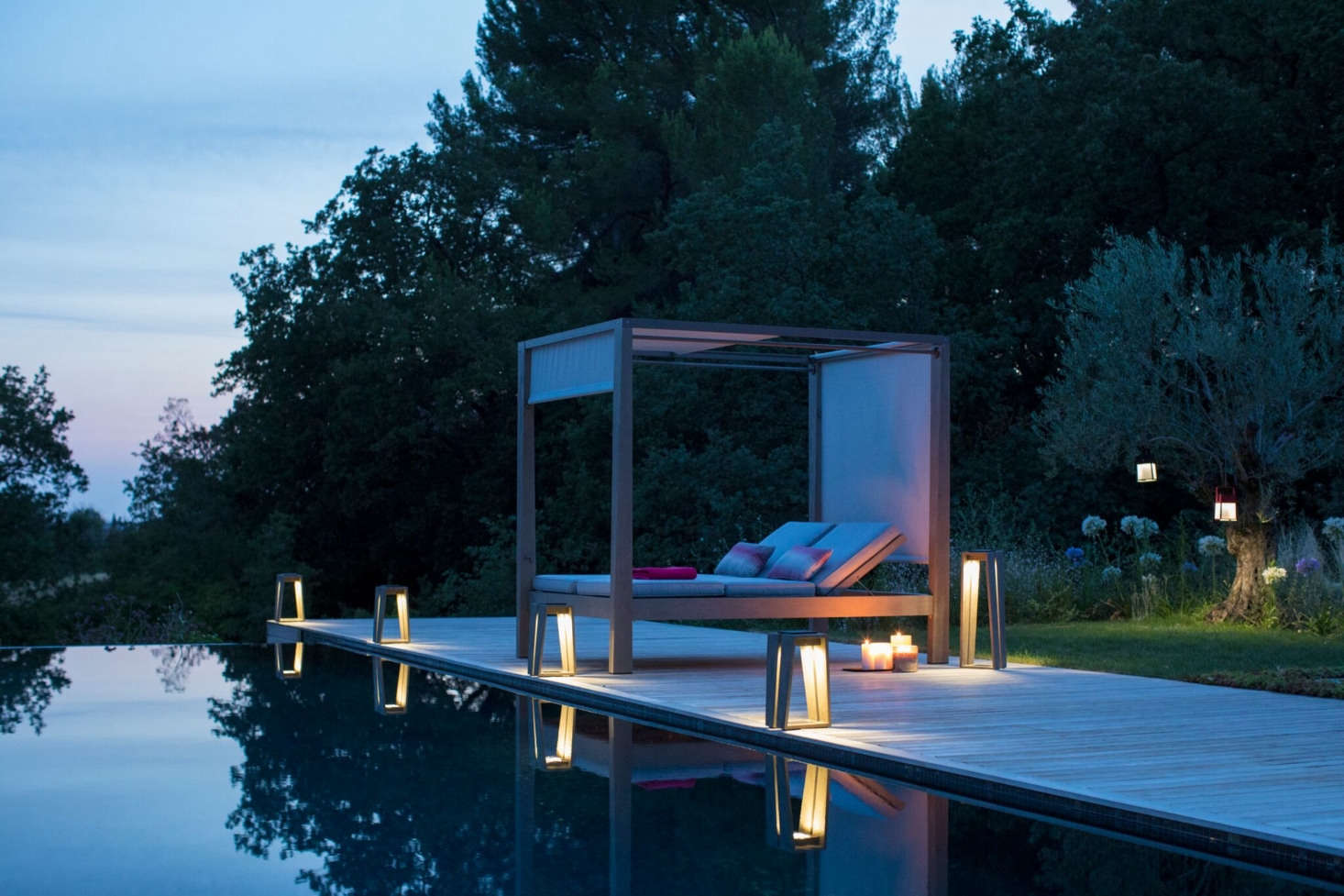The Skaal Lantern has a frame of weather-resistant, maintenance-free teak; €9 from Les Jardins. The line will soon be available in the US from Curran Home.