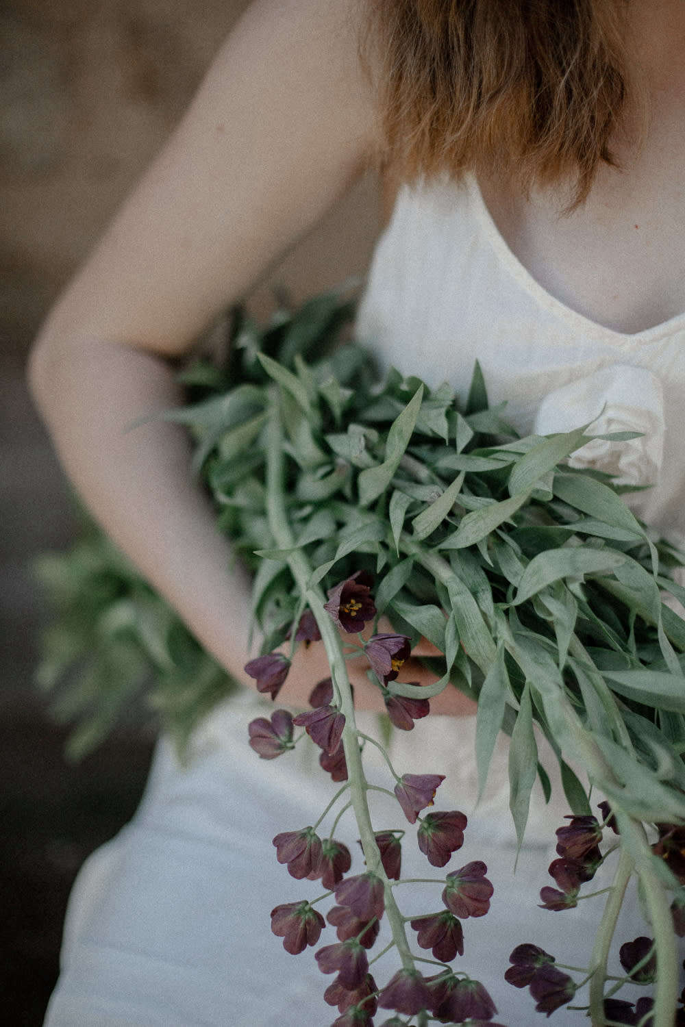 Step one: gathering armfuls of blooms.