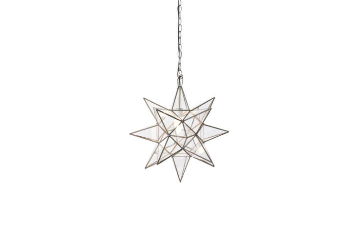 A Petite Moravian Star Pendant in Bronze with Clear Glass is \$\248 at Shades of Light.