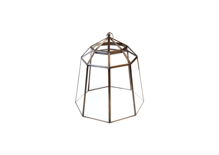 A Victorian Lidded Bronze Lantern Cloche is about \19 inches in diameter and about \20.5 inches high; £89.99 at Crocus.