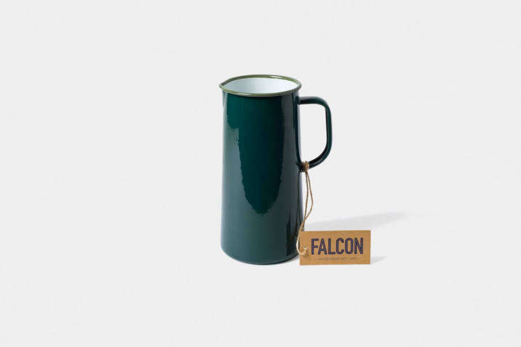 Green Falcon Enamelware can add a cozy cabin vibe to any interior. See Steal This Look: An Economical Kitchen in an English Beach House, Ikea Hack Included.