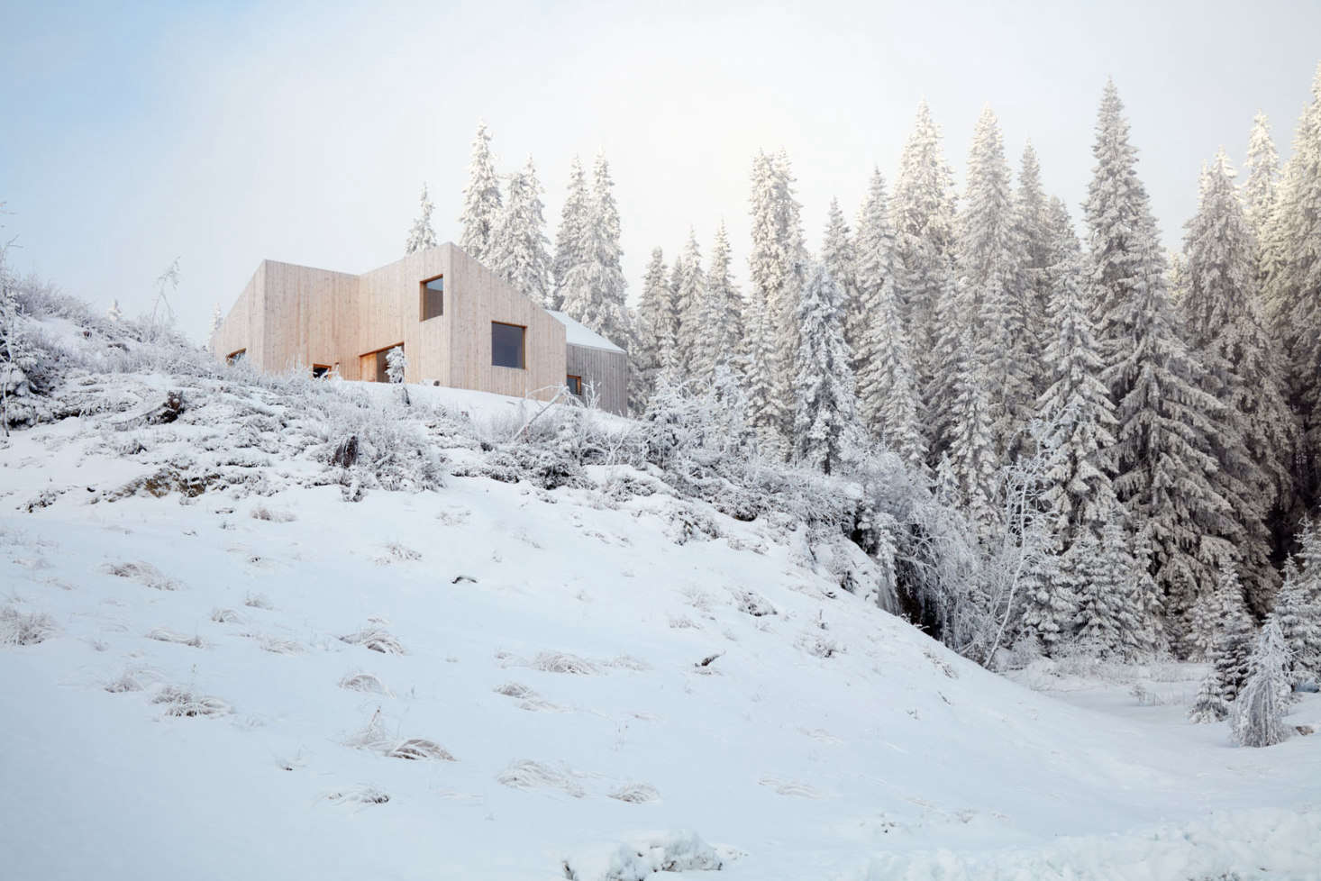 Custom milled windows and exterior doors are by Nyhuset Bruk.
