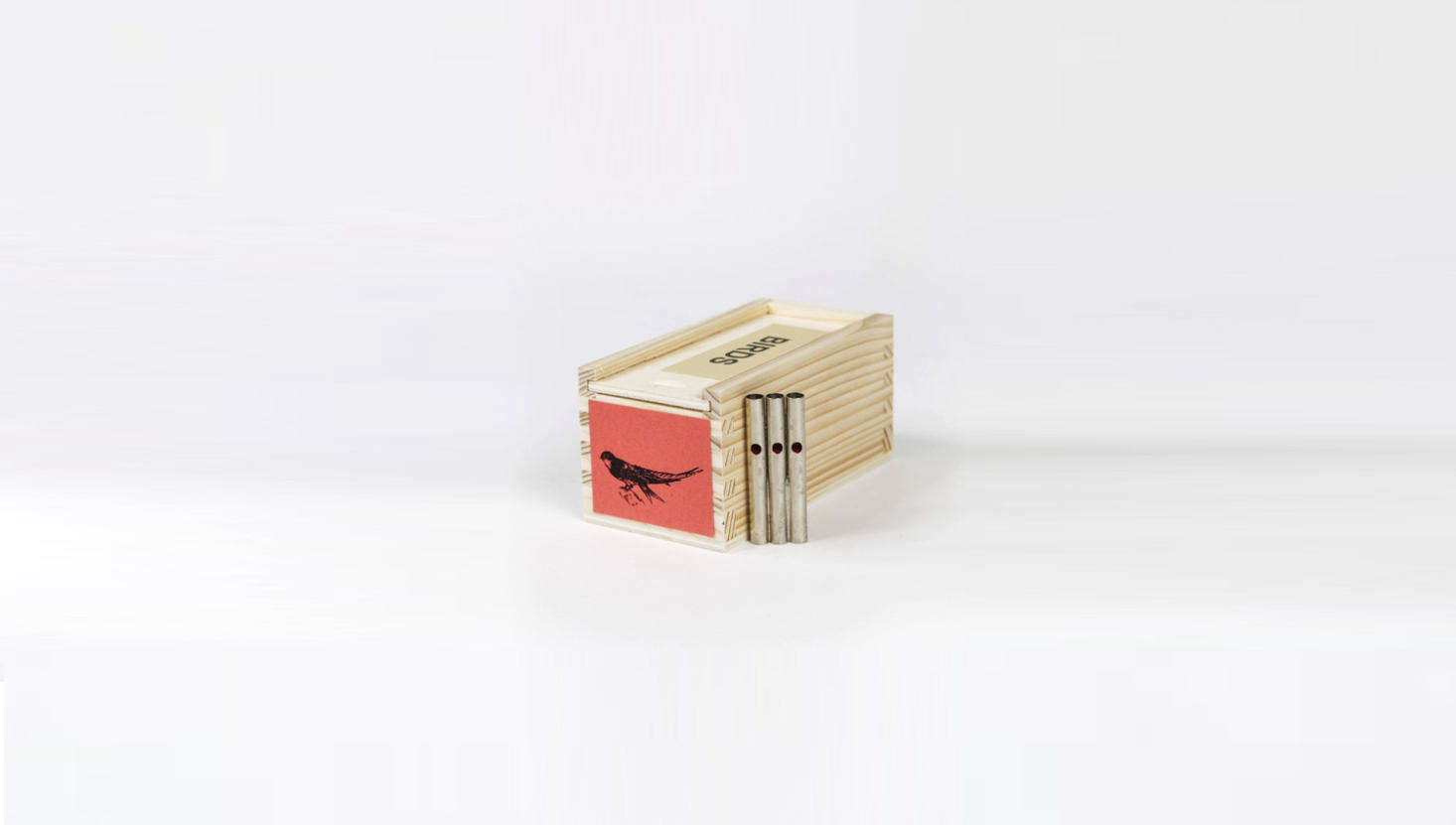 These tiny Wooden Bird Calls are handmade in a small workshop in France and come in an array of curious shapes and calls. This one mimics the sound of a swift; it