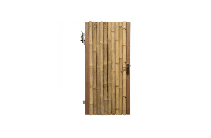 Made in Holland using half-round bamboo poles from Indonesia, a Giant Bamboo Gate measures nearly 7\1 inches high and about 39 inches wide; it is €\279.95 from Bamboo Import.