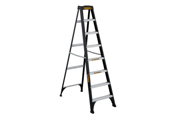 The Dewalt Type \1 Fiberglass 8-Foot Step Ladder is the tallest on our list but makes the cut for it&#8\2\17;s simple shape and black powdercoating; \$\203.7\2 on Amazon.