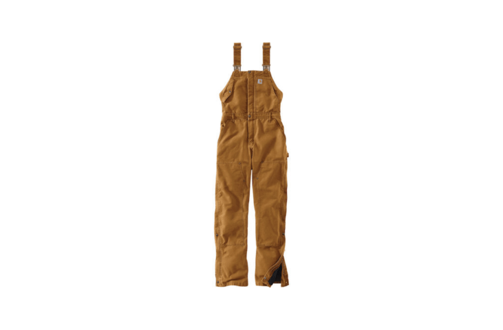 From Carhartt, a pair of women&#8\2\17;s Weathered Duck Wildwood Bib Overalls has a nylon quilted lining and &#8\2\20;adjustable leg openings that make it easy to put on your boots.&#8\2\2\1; They are available in three colors including pecan as shown and a pair is \$99.99 at Boot Barn.