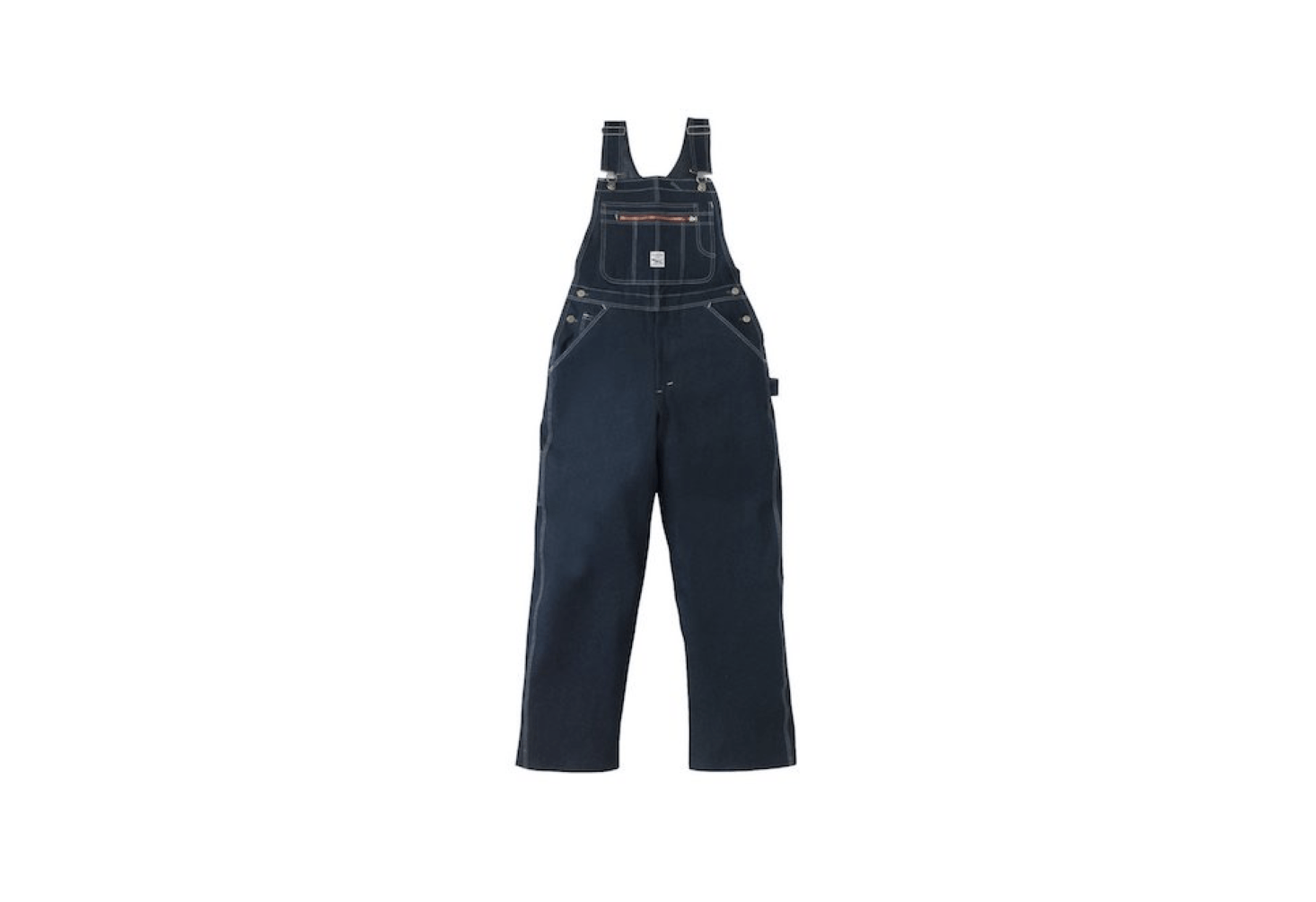From Pointer Brand, a pair of unwashed Indigo Denim High Back Overalls have 