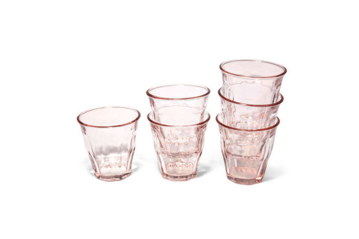 A set of cafe-inspired Bistro Glasses by Caravan are dishwasher-safe; \$68 for a set of 6 at goop.