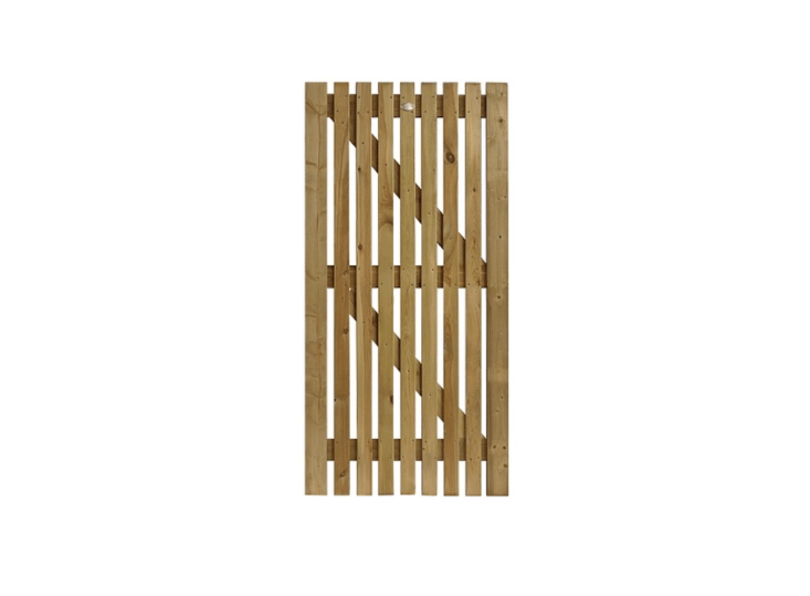 A Flat Picket Gate has a kiln-dried frame with tenon and mortise joints and made of pressure-treated timber. It is available in several sizes at prices starting at £35 from Pennine.