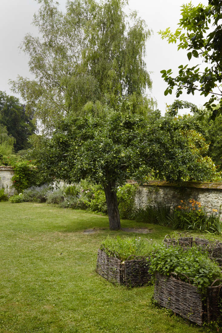 Herbs grow in beds with woven willow edging made by friends of Gesa’s parents. For similar options, see Garden Must-Have: Woven Willow Fences and Trellises and Hardscaping \10\1: Woven Fences.