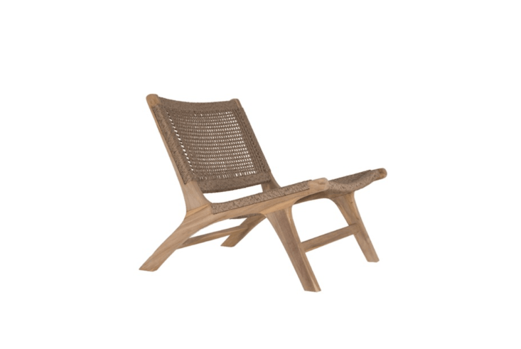 With a frame made of ethically sourced teak, a Cape Town Lounge Chair has a water-resistant poly-rattan seat and backrest; \$995 AU from Green Design Gallery.