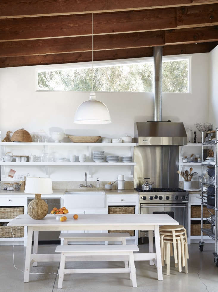 When you co-opt the table lamp, normally reserved for living rooms and bedrooms, for use in kitchen, the result is altogether charming. Photograph by Victoria Pearson, from Kitchen of the Week: A Photographer’s Flexible Studio Kitchen in Ojai Valley.