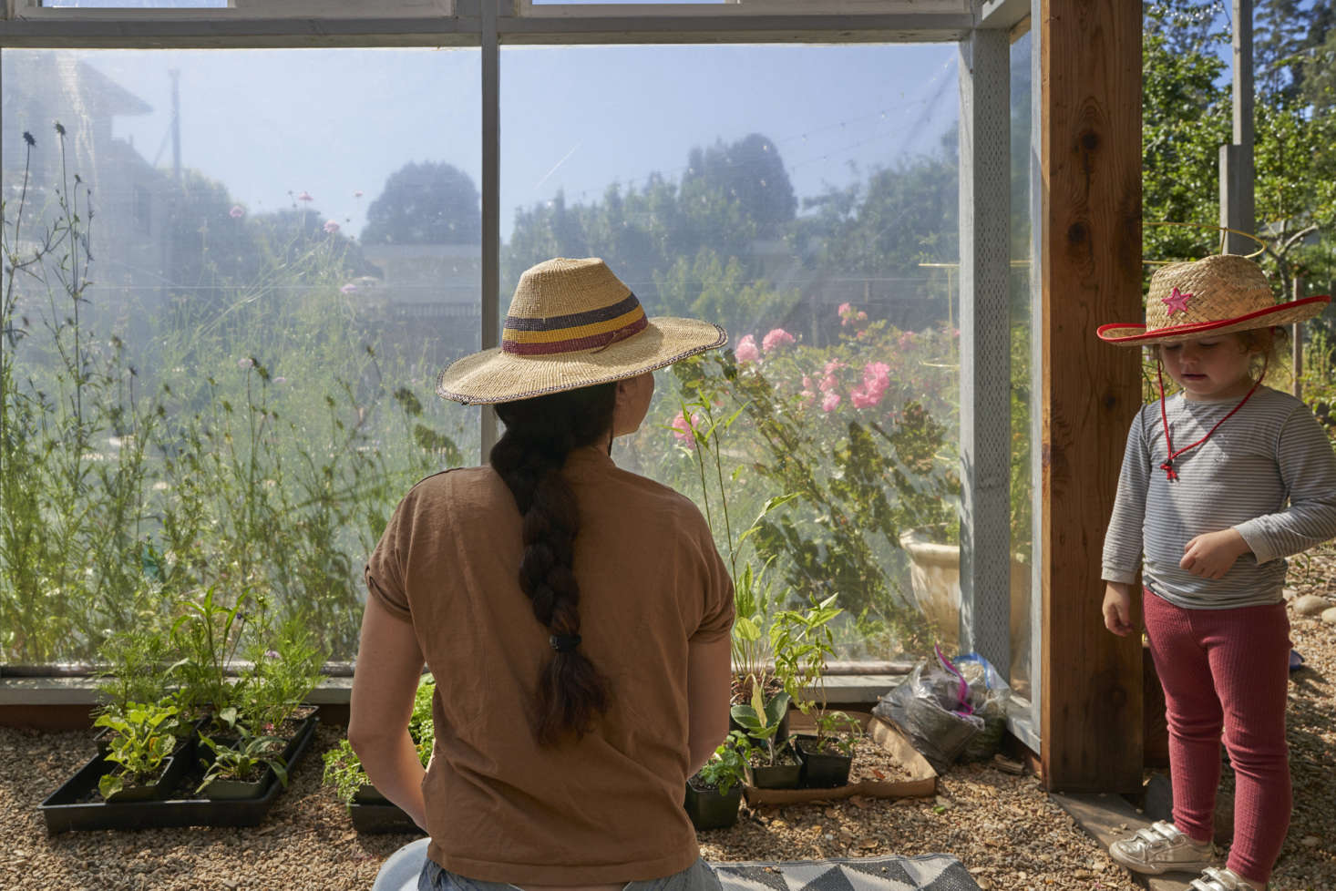 Justine and her daughter working and enjoying each other
