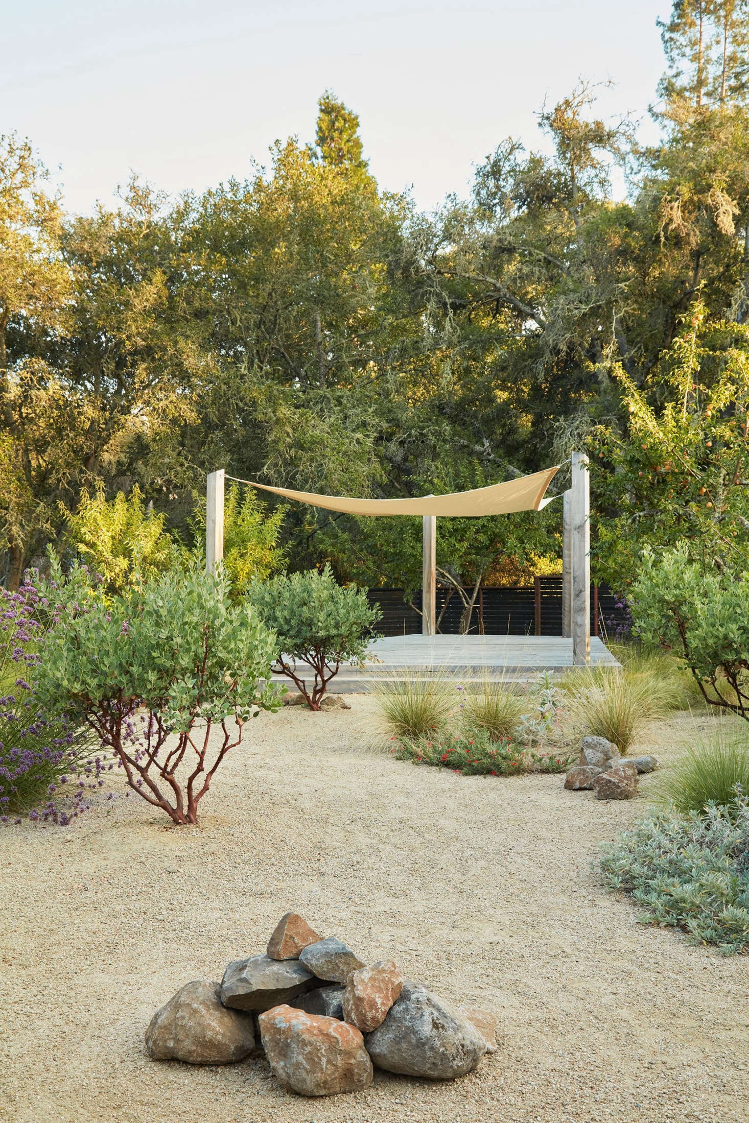 One of the only challenges that Story cited with this project was with the shade shown above. “We tried using nursery shade cloth as an alternative to the typical shade sail but it didn’t hold up, so we had to pivot on that experiment.