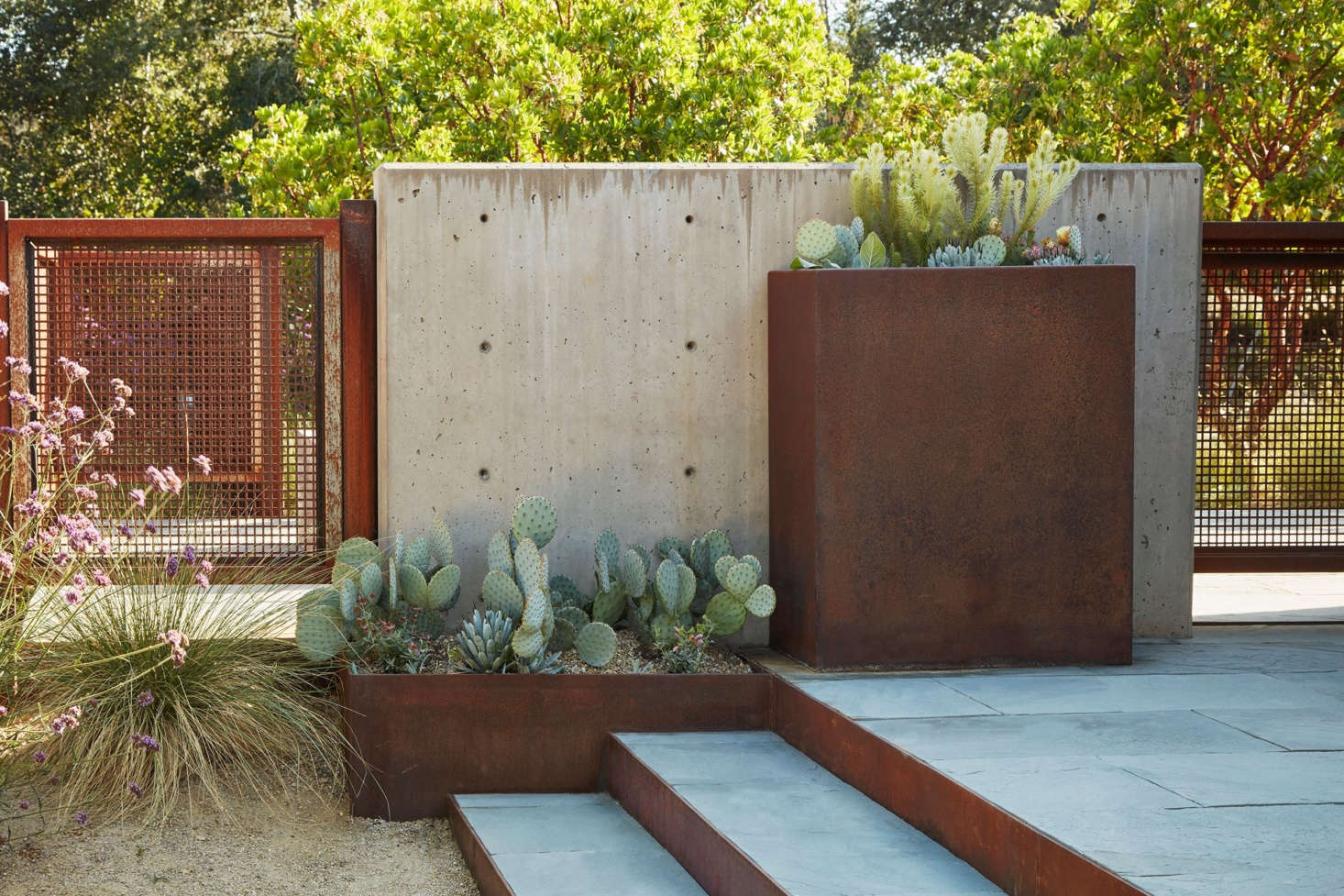 Custom steel planters fabricated by Wyatt Studio.