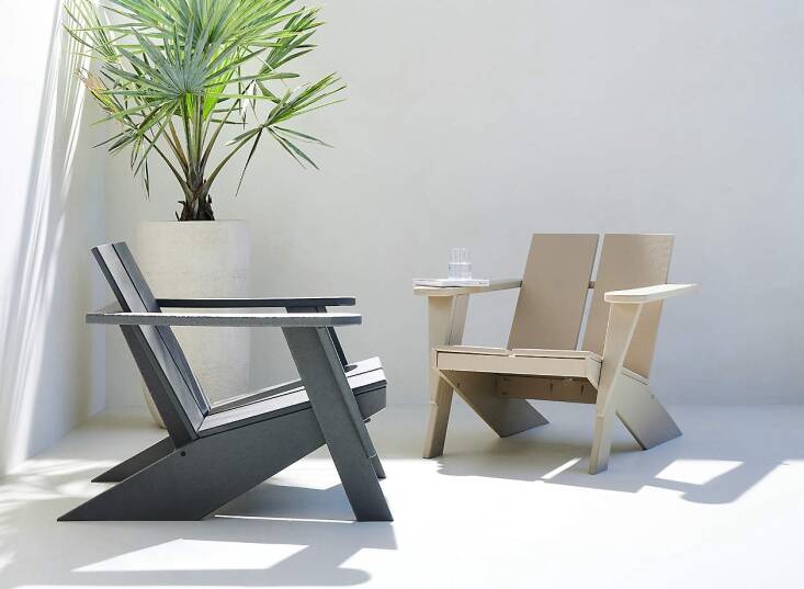 The durable plastic Paso Sand Adirondack Chair has marine-grade hardware. It\2\17;s available in \1\1 colors; \$499 at Crate and Barrel.