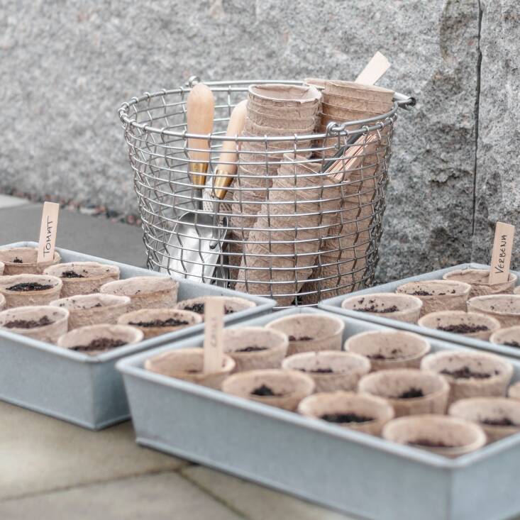 Korbo baskets have a lot of practical uses around the garden. This is the Bucket \16 with seedling pots. It&#8\2\17;s \$94 in galvanized steel and \$\135 in acid-proof stainless steel from Nordic Nest, which sells a three-pack of companion planting bags for \$\10.50.