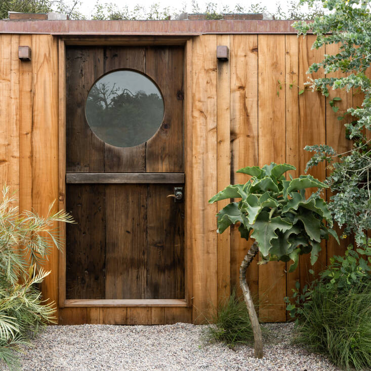 &#8\2\20;I love how the Dutch door on the studio looks in the space. Kelly (the builder) used an upcycled door from Establish, a shop a few blocks away that is now closed, that I use to visit frequently. It felt very special seeing the door have a second life in an OR.CA garden,&#8\2\2\1; shares Molly. The pea gravel is rounded, and thus ouch-free for bare feet.