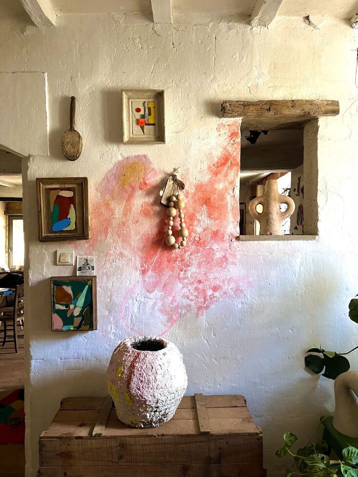 For an artist in France, the walls of her home are quite literally a canvas for her art. Photograph by Heather Chontos, from Artist Heather Chontos at Home in Her \18th-Century Stone Farmhouse in Southwest France.