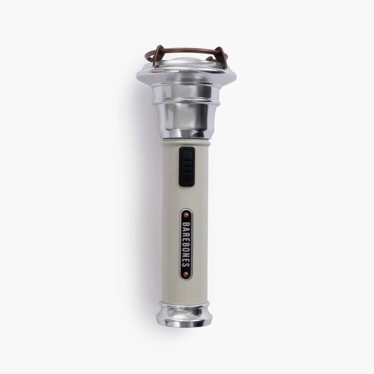 The great-looking Vintage Flashlight from Barebones has a hook on the bottom so you can hang it up for a hands-free experience; \$69.99.