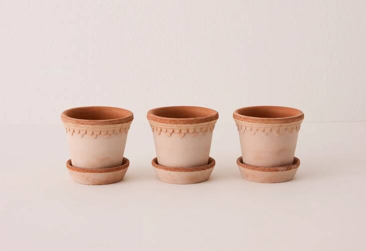 Bergs Potter&#8\2\17;s Copenhagen Ø\10 Planter & Saucer, Set of 3 is \$5\1 at Goodee. Pictured is its Raw Rosa shade; also available in a Raw Grey.