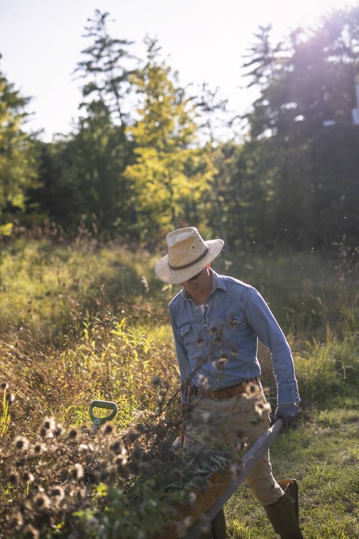 Jean-Marc in his gardening uniform. Photograph by Martin Crook for Upstate Diary.