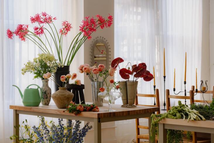 Kelsie sources her stems from NYC\2\17;s nearby Flower District and says that from spring through fall she\2\17;s able to focus almost entirely on American-grown plants. Popup Florist delivers bouquets in Manhattan and parts of Brooklyn. Stay tuned: we\2\17;ll be showing more of the space in Remodelista, including in-progress remodeling photos.