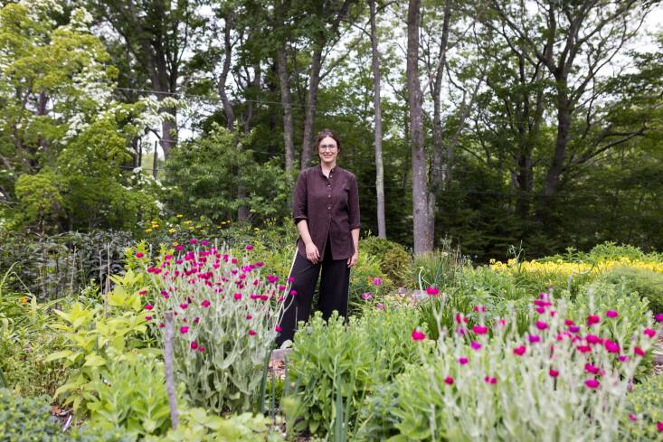 Artist and gardener Carly among her evolving and inspirational plant palette. Photograph by Kerry Constantino.